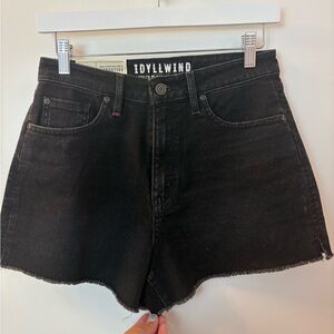 Idyllwind Black High-Rise Denim Shorts NWT Size 6: W 13-14/ R 13